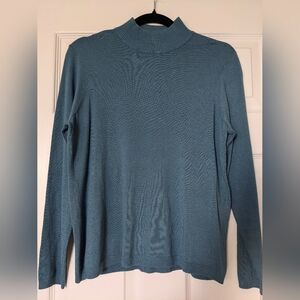 NWT Chico's Turtleneck Sweater Long Sleeve Blue Teal Soft Breathable Knited Sz M